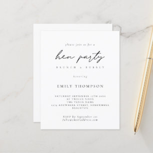 Papier Budget Simple Hen Party Brunch Bubbly Invitation