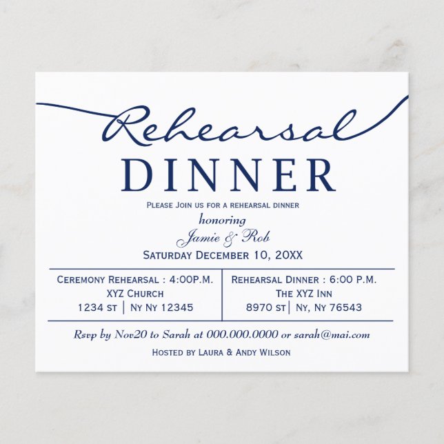 Papier Budget Simple Marine Rehearer Dîner Invitation (Devant)