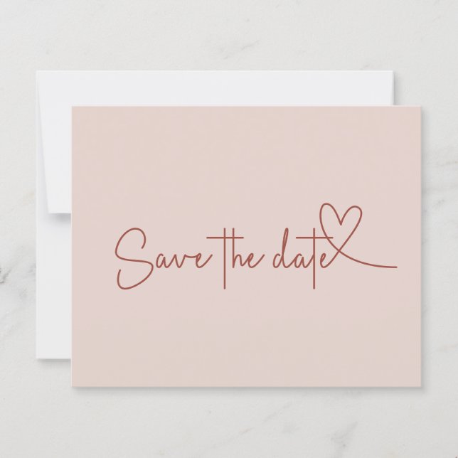 Papier Budget Simple Minimal Rose Tan Enregistrer la date (Devant)