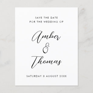 Papier Budget Simple Noir & Blanc Calligraphie Date de l'