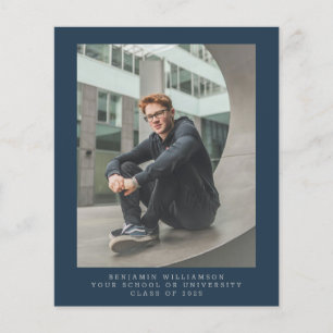 Papier Budget Simple Photo Bleue Faire-part de graduation