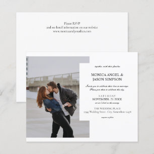 Papier Budget Simple Photo Élégant Mariage Invitation