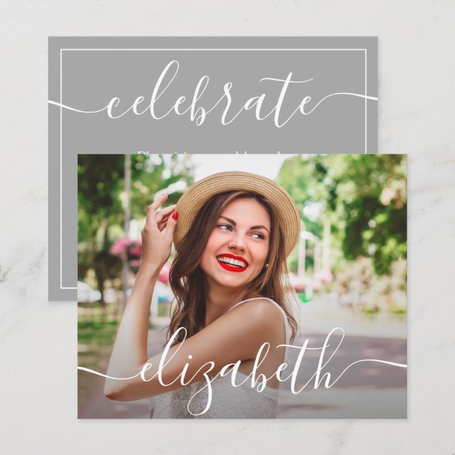 Papier Budget Simple Photo Graduation Invitations (Devant / Derrière)