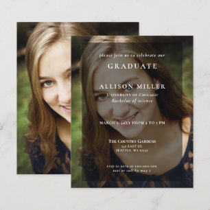 Papier Budget Simple Photo Overlay Graduation Invitation
