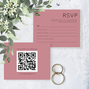 Papier Budget Simple QR Code Dusty Mariage Rose RSVP