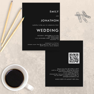 Papier Budget Simple QR Code Invitation de mariage noir