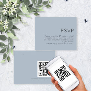 Papier Budget Simple QR Code Mariage Dusty Blue RSVP