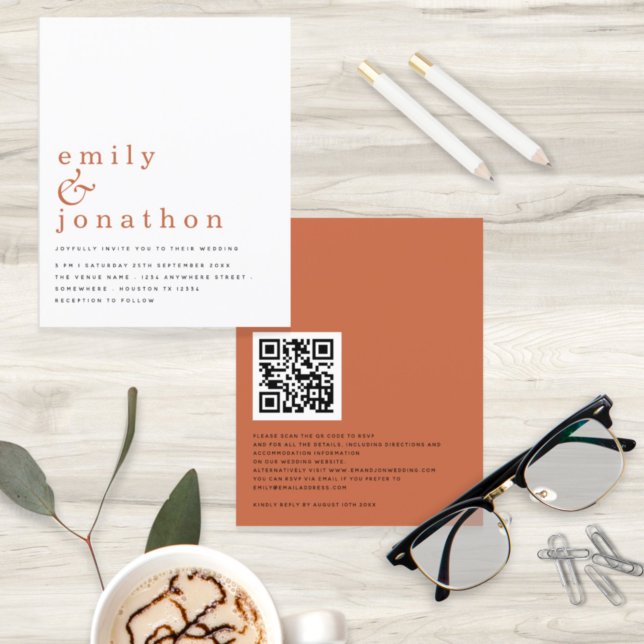 Papier Budget Simple QR Code Terracotta Mariage Invitatio (Créateur téléchargé)