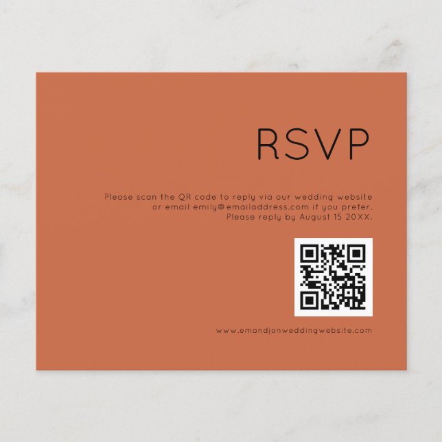 Papier Budget Simple QR Code Terracotta Mariage RSVP (Devant)