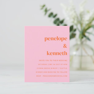 Papier Budget simple rose orange Faire-part de mariage
