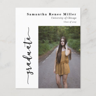 Papier Budget Simple Script 2 Photo Graduation Invitation