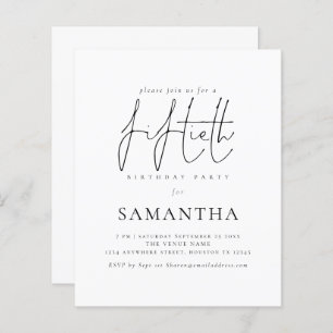 Papier Budget Simple Script 50e anniversaire Invitation d