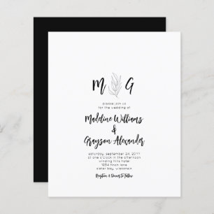 Papier Budget Simple Script Botanique Monogramme Mariage
