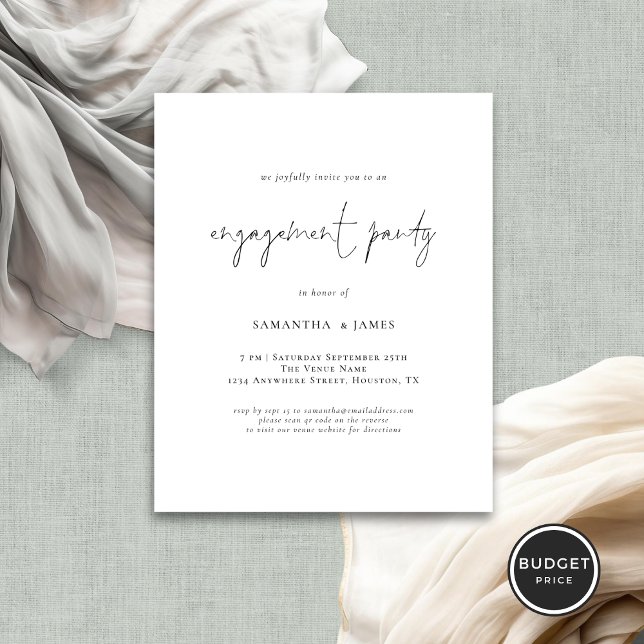 Papier Budget Simple Script Engagement Party Invitation (Créateur téléchargé)