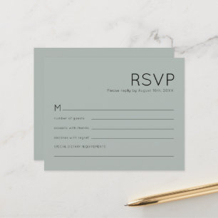 Papier Budget Simple Silvery Sage Vert Mariage RSVP