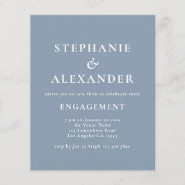 Papier Budget Simple Texte Dusty Blue Engagement Party