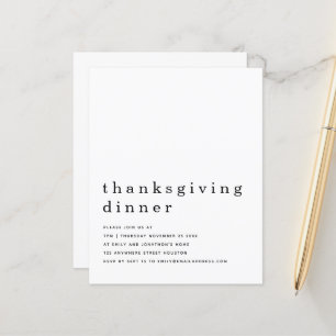 Papier Budget Simple Texte Thanksgiving Dîner Invitation