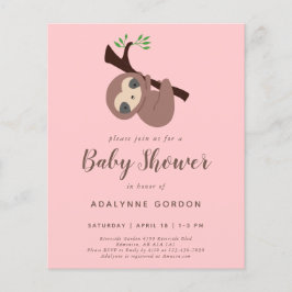 Papier Budget Sloth Baby shower fille rose Brown mignonne