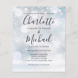 Papier Budget Snowflakes Invitation de mariage d'hiver