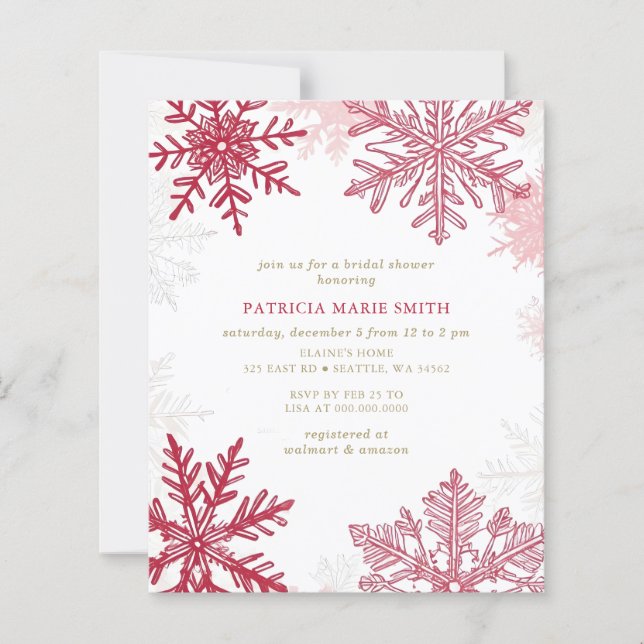 Papier Budget Snowflakes Noël hiver Fête des mariées (Devant)