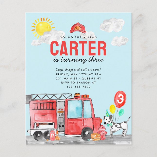 Papier Budget Sonne l'alarme incendie Camion pompier Anni (Devant)