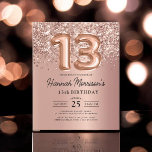 Papier Budget Sparkle 13e anniversaire Rose Gold Party