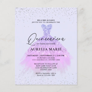 Papier Budget Sparkle Lilac Princesse Robe Quinceanera