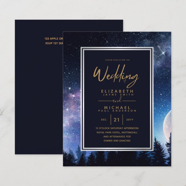 Papier BUDGET Starry Night Marine Gold Moonlight Mariage (Devant / Derrière)