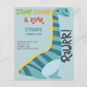 Papier Budget Stomp Chomp Roar Dinosaure Quatre Invitatio