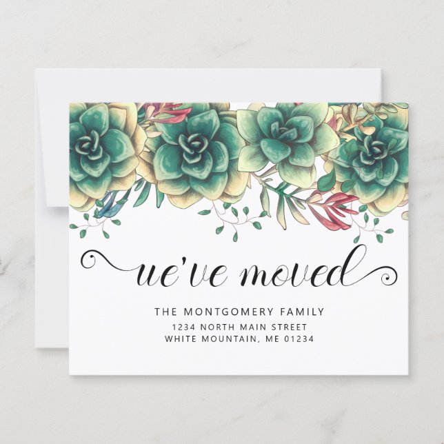 Papier Budget Succulents Poules Poules Moving Faire-part (Devant)
