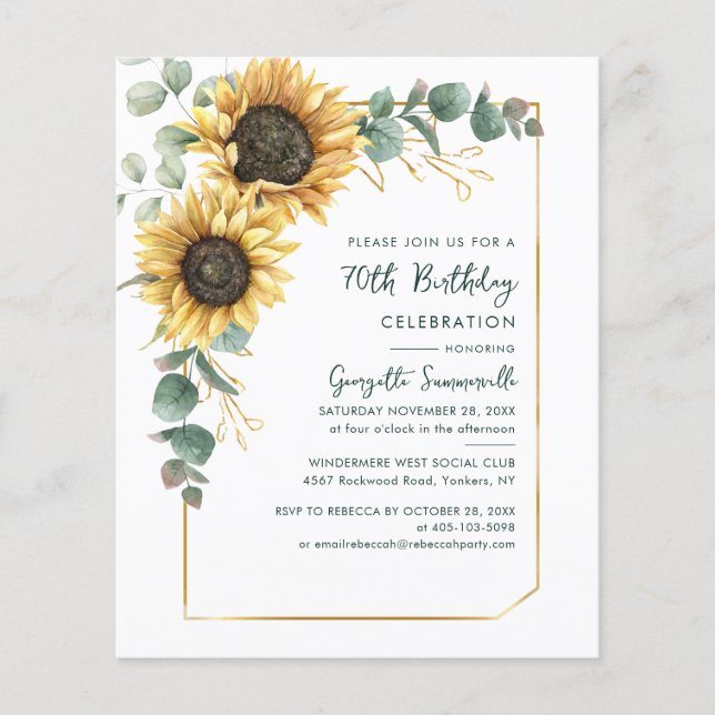 Papier Budget Sunflower 70e anniversaire Eucalyptus (Devant)