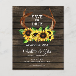 Papier Budget Sunflower Antlers Chic Enregistrer la date