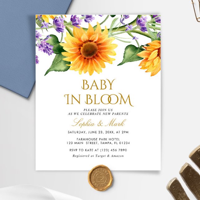 Papier Budget Sunflower Baby in Bloom Invitation (Créateur téléchargé)