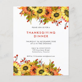 Papier Budget Sunflower Berry Thanksgiving Dîner Invitati