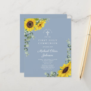 Papier Budget Sunflower Eucalyptus Blue First Communion