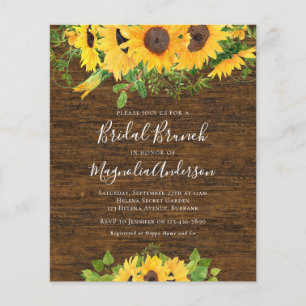 Papier Budget Sunflower Fête des mariées Brunch Invitatio