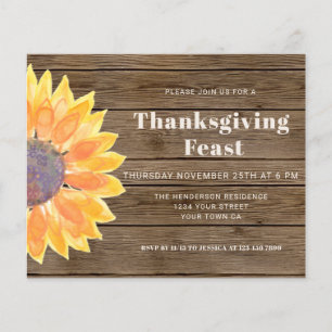 Papier Budget Sunflower Grange Wood Thanksgiving Invitati
