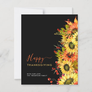 Papier Budget Sunflower Nom Bon thanksgiving noir