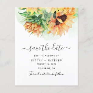 Papier Budget Sunflower Watercolor Wedding Enregistrer La