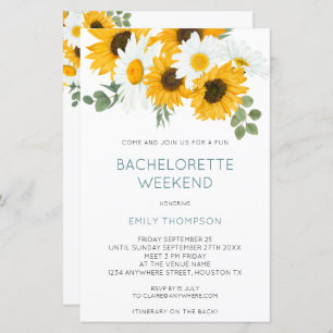 Papier Budget Sunflower Weekend Bachelorette Invitation