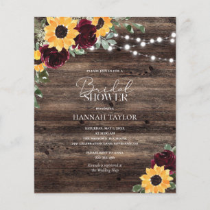 Papier Budget Sunflower Wood Bridal Douche Invitation