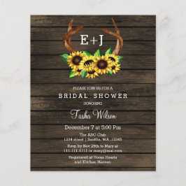 Papier Budget Sunflowers Antlers Bridal Shower Invitation