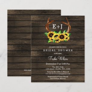 Papier Budget Sunflowers Antlers Bridal Shower Invitation