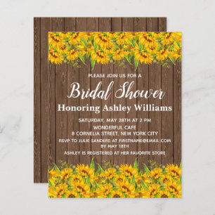 Papier Budget Sunflowers Bridal Showings Invitations Bois