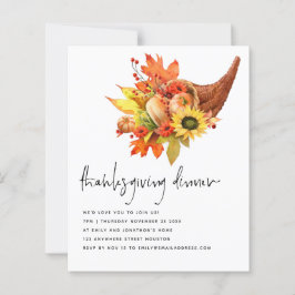 Papier Budget Sunflowers Cornucopia Thanksgiving Invitati