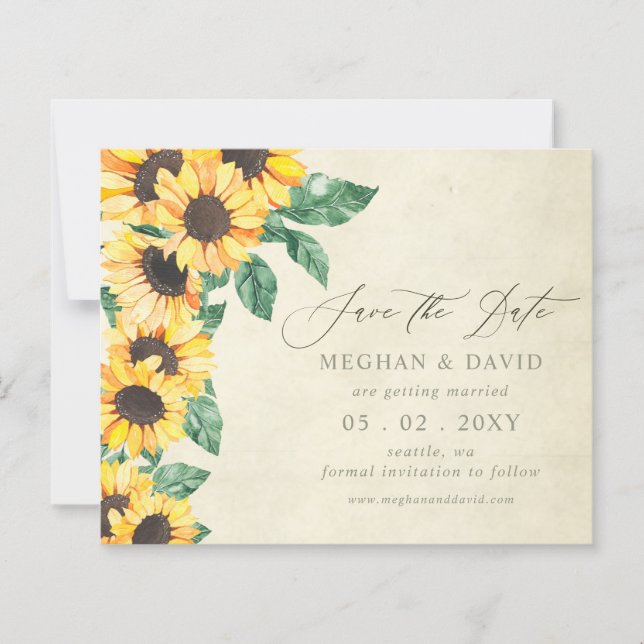 Papier Budget Sunflowers Garden Floral Save the Date (Devant)