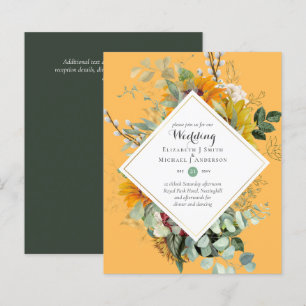 Papier Budget Sunflowers Greenery Mariage Invite