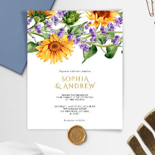 Papier Budget Sunflowers & Lavender Faire-part de mariage
