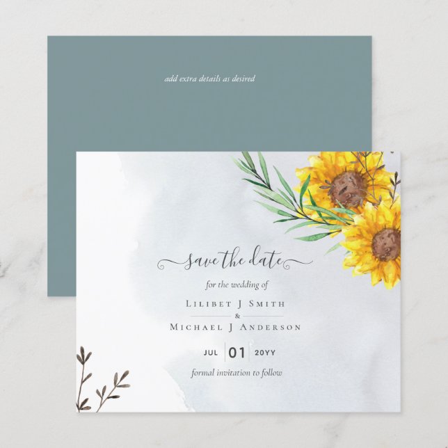 Papier Budget Sunflowers Rustic Woodland Garden Date de s (Devant / Derrière)