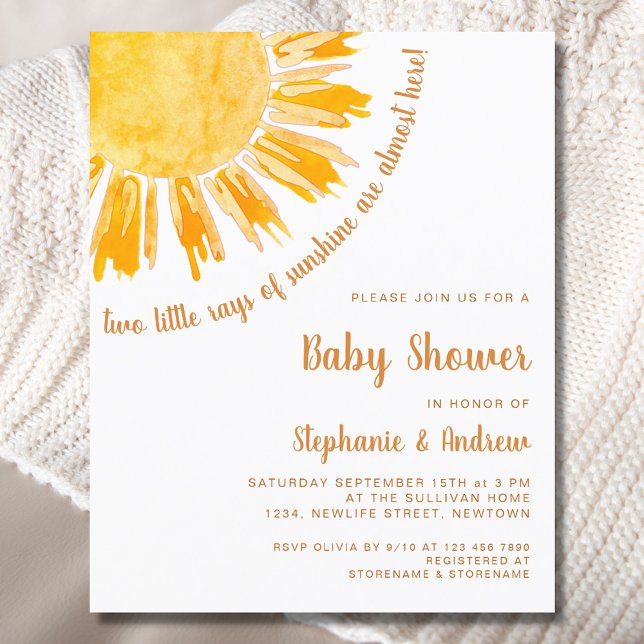 Papier Budget Sunshine Couples Twins Baby shower Invitati (Créateur téléchargé)